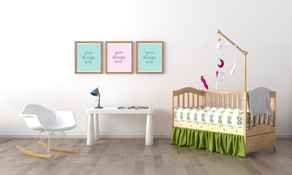 Download A 3D Rendering Kids Bedroom Empty Frames - 3d rendering Collection